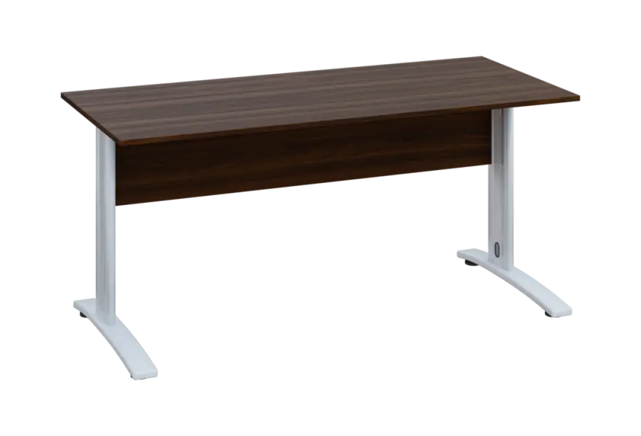 EPK 27 - 16 stůl kancelářský, kovová podnož bílá, deska 25 mm, široký 1600, ořech královský